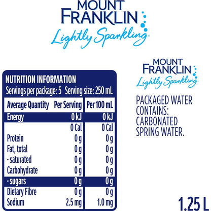 Mount Franklin Lightly Sparkling Water Natural Bottle 1.25l