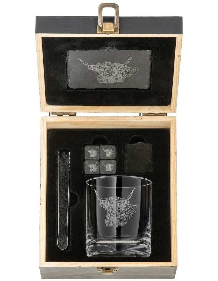 Whisky Business Highland Cow 9pce Set