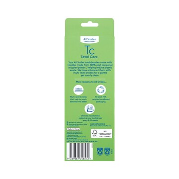 All Smiles Recycled Plastic Toothbrushes Medium 4 pack