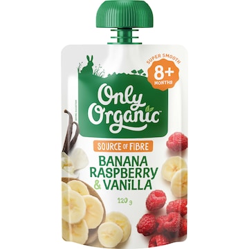 Only Organic 8 Months+ Banana Raspberry & Vanilla 120g