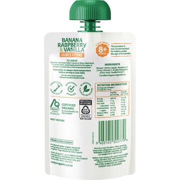 Only Organic 8 Months+ Banana Raspberry & Vanilla 120g