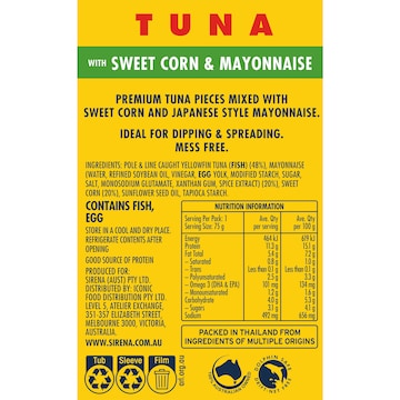 Sirena Snacking Tuna Mayo & Sweet Corn 75g
