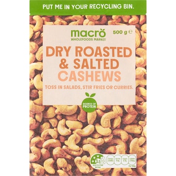 Macro Dry Roasted & Salted Cashews Nuts 500g