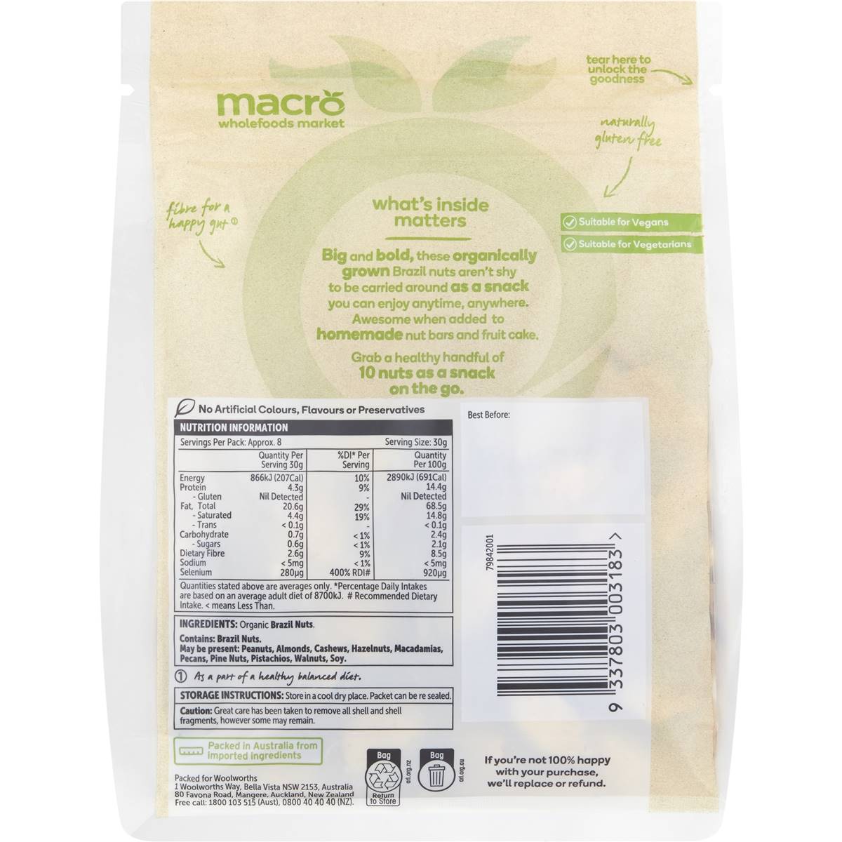 Macro Organic Brazil Nuts 250g