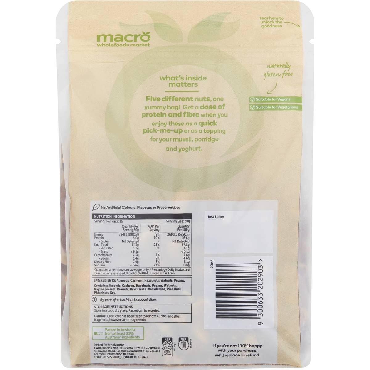 Macro Natural Raw Nuts Mix 500g