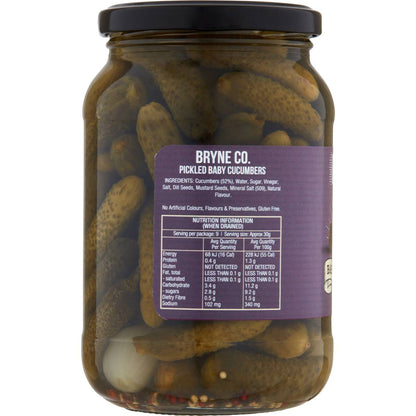Bryne Co Pickled Baby Cucumbers 500g
