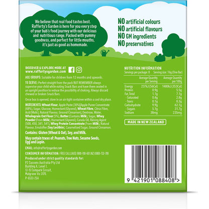 Rafferty's Garden Baby Food Apple Snack Bars Real Fruit 8 Pack 12+ Months 128g