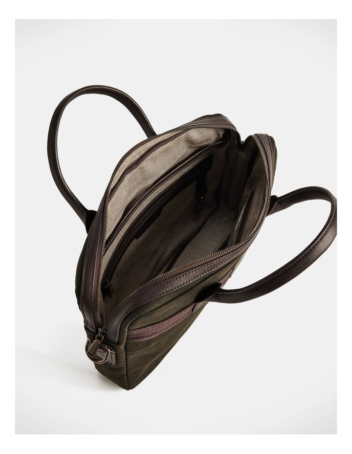 Barrenjoey Slim Briefcase Dark Khaki