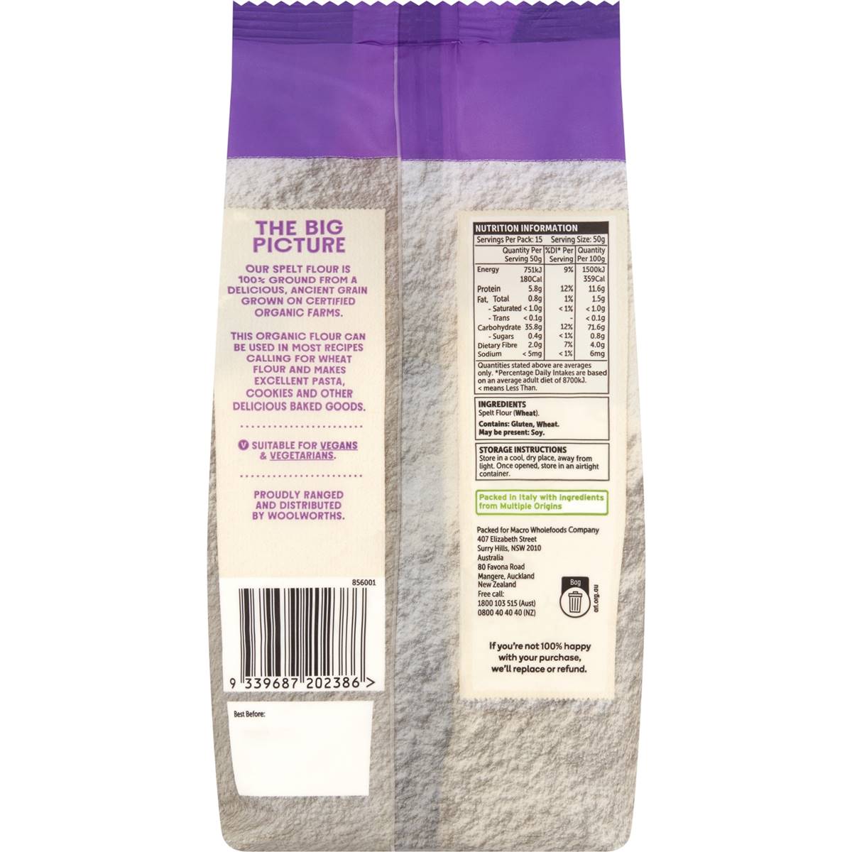 Macro Organic Flour White Spelt 750g