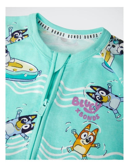Baby Bluey x Bonds Zip Romper in Print Jvu