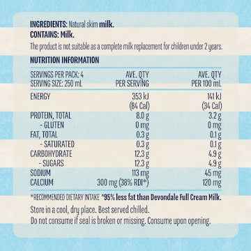 Devondale Skim Long Life Milk UHT 1L