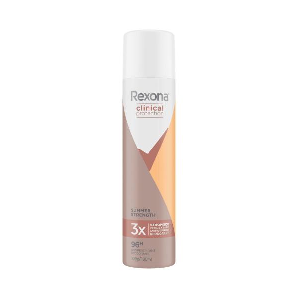 REXONA WOMEN DEODORANT 96HR CLINICAL AEROSOL SUMMER STRENGTH 180ML