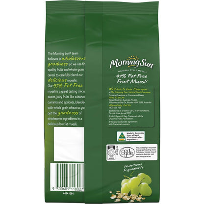 Morning Sun Naturual Style Muesli  97% Fat Free Breakfast Cereal 650g