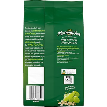 Morning Sun Naturual Style Muesli  97% Fat Free Breakfast Cereal 650g