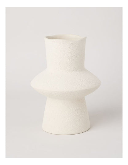 Peninsula Textured Ceramic Vase 27cm in Matte White