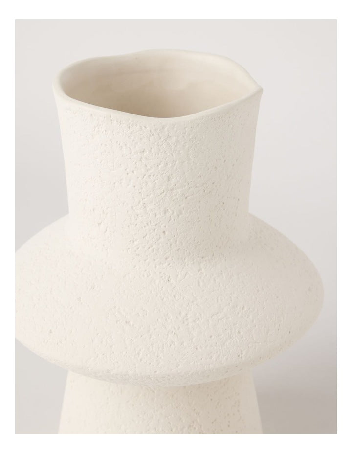Peninsula Textured Ceramic Vase 27cm in Matte White