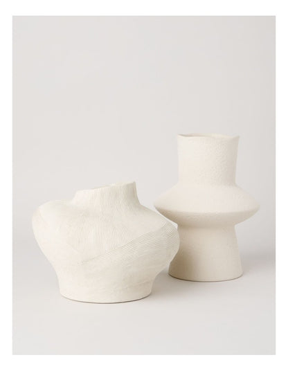 Peninsula Textured Ceramic Vase 27cm in Matte White