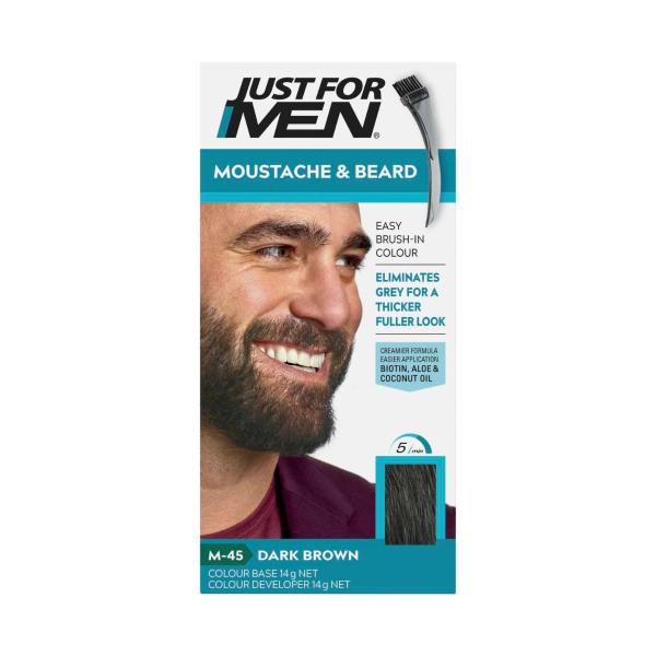 JUST FOR MEN MOUSTACHE & BEARD BRUSH IN COLOUR DARK BROWN