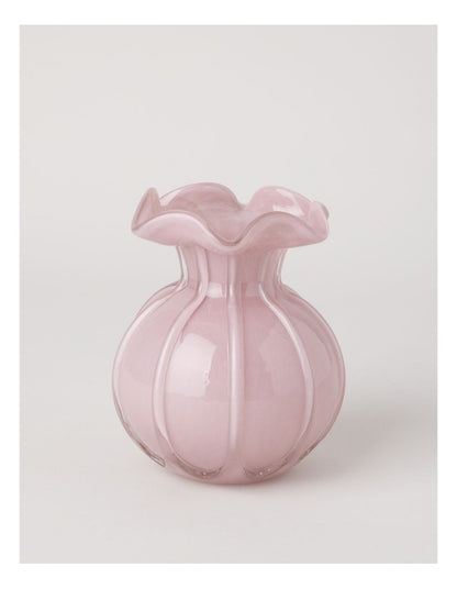 Heritage Glass Tulip Vase 17cm in Pink
