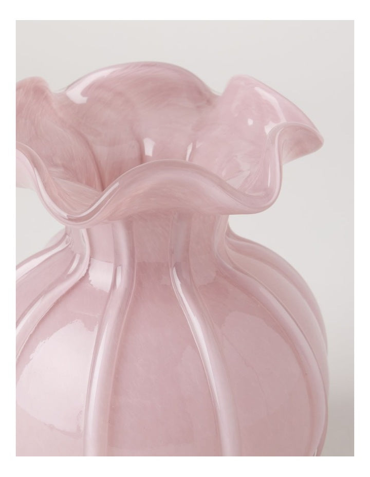 Heritage Glass Tulip Vase 17cm in Pink