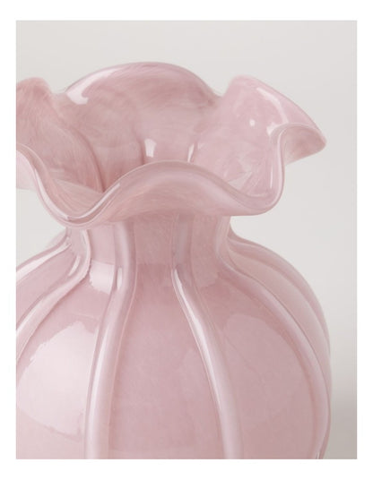 Heritage Glass Tulip Vase 17cm in Pink