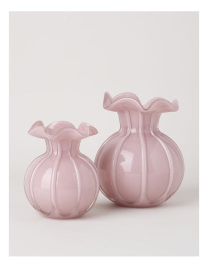 Heritage Glass Tulip Vase 17cm in Pink