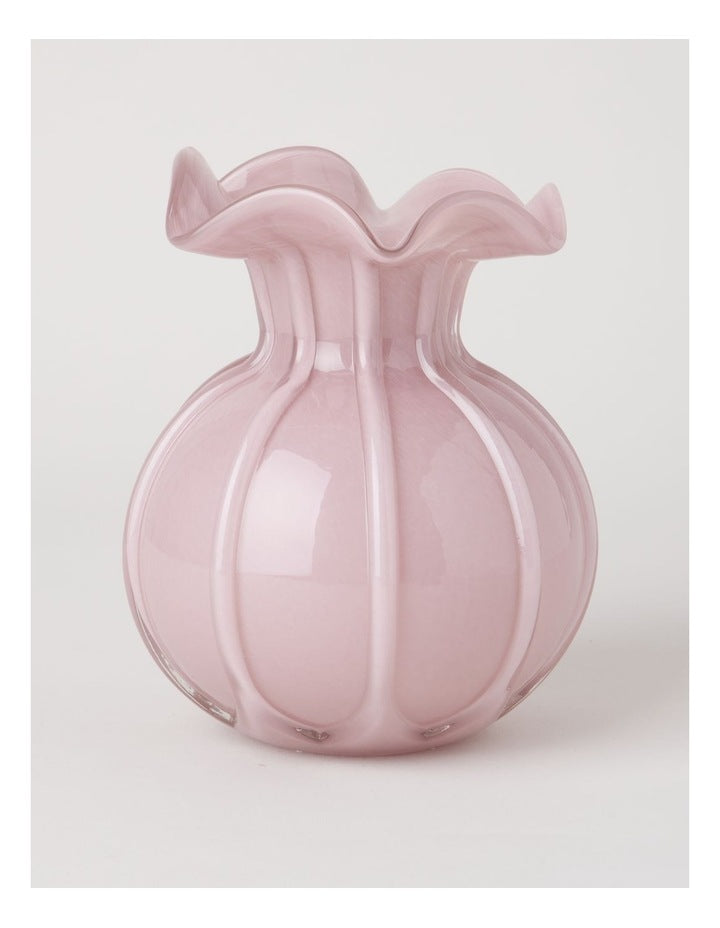 Heritage Glass Tulip Vase 19cm in Pink