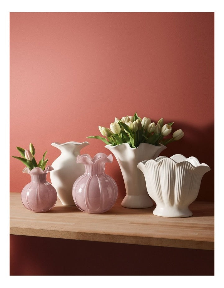 Heritage Glass Tulip Vase 19cm in Pink