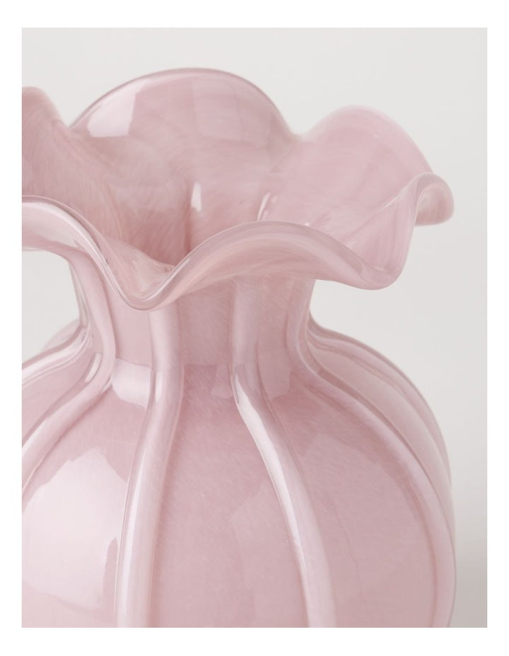 Heritage Glass Tulip Vase 19cm in Pink