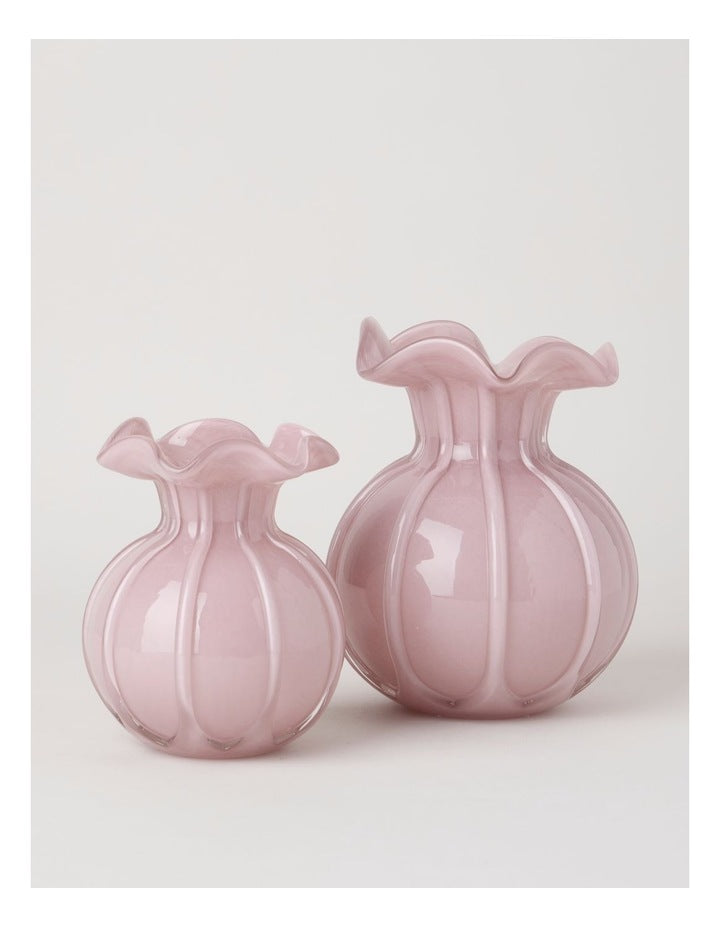 Heritage Glass Tulip Vase 19cm in Pink