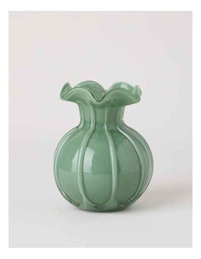 Heritage Glass Tulip Vase 17cm in Green