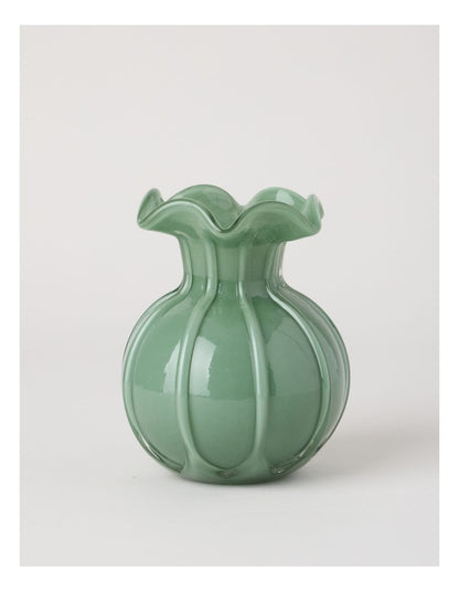 Heritage Glass Tulip Vase 17cm in Green