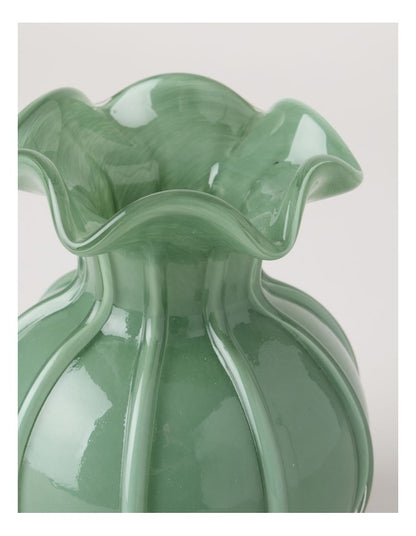 Heritage Glass Tulip Vase 17cm in Green
