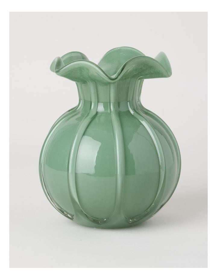 Heritage Glass Tulip Vase 19cm in Green