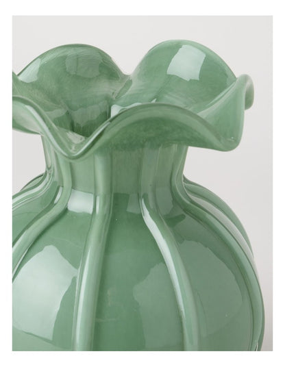 Heritage Glass Tulip Vase 19cm in Green