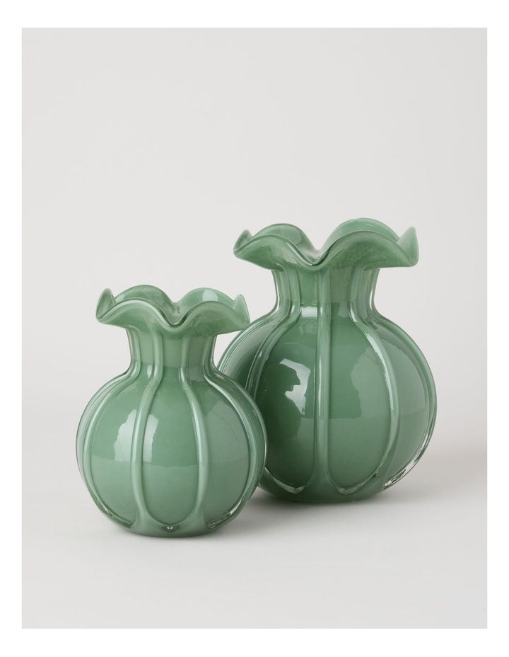 Heritage Glass Tulip Vase 19cm in Green