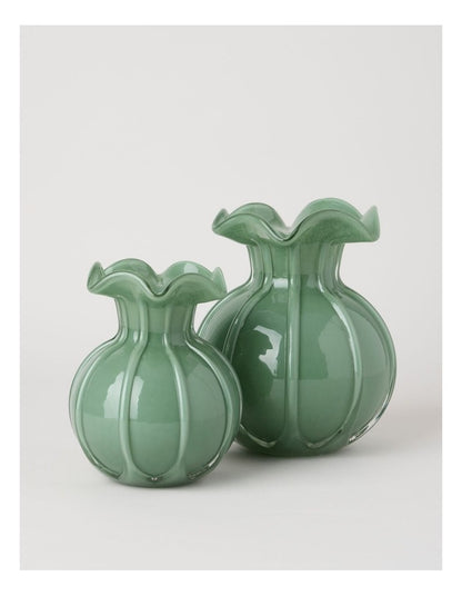 Heritage Glass Tulip Vase 19cm in Green