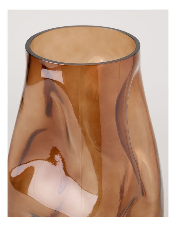 Hari Glass Vase 17cm in Brown