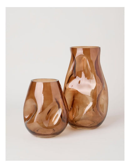 Hari Glass Vase 17cm in Brown