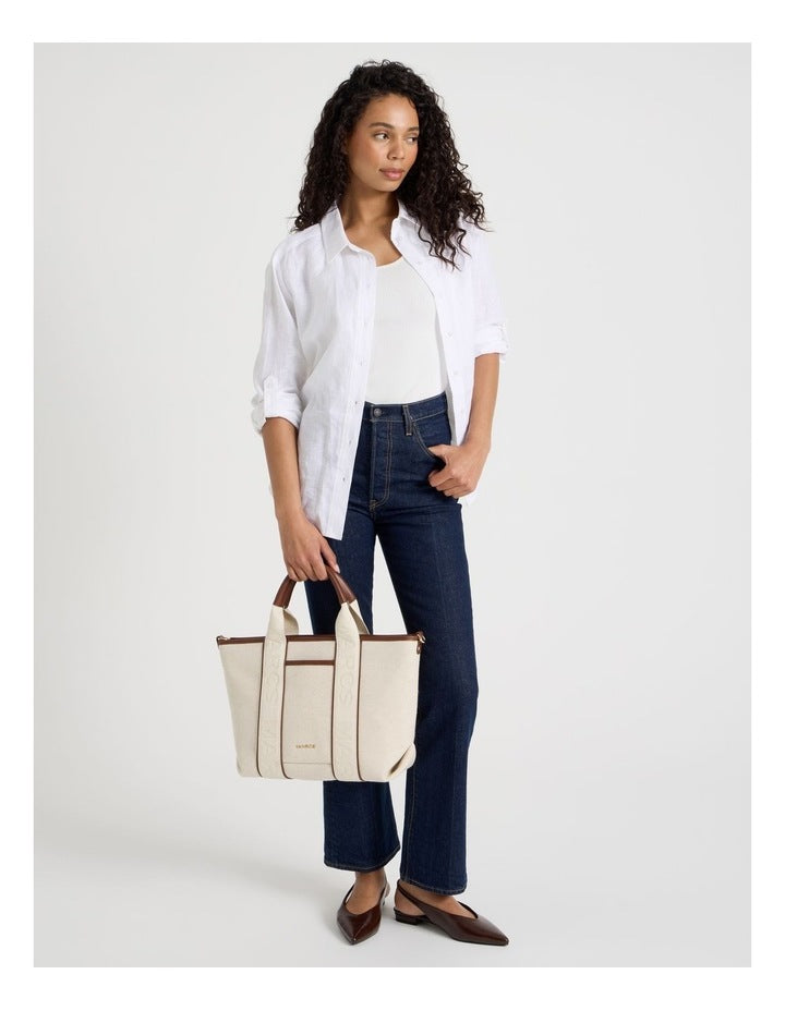 Sardegna II Tote Bag in Natural and Choc