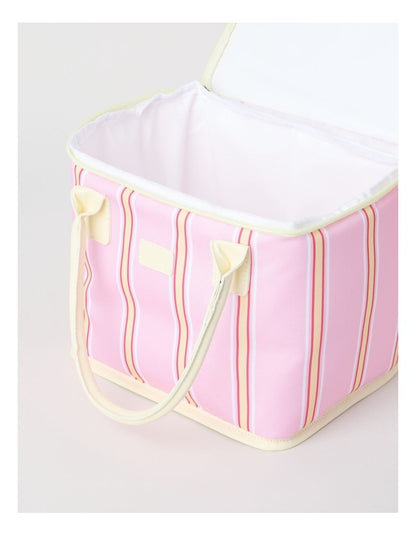 Arlo Square Lunch Bag in Pink and Yellow Stripe