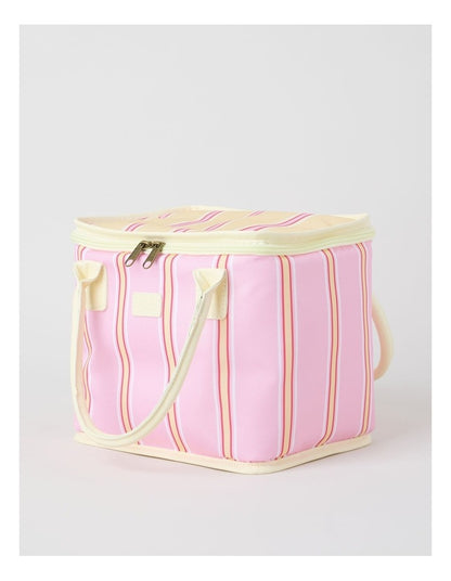 Arlo Square Lunch Bag in Pink and Yellow Stripe