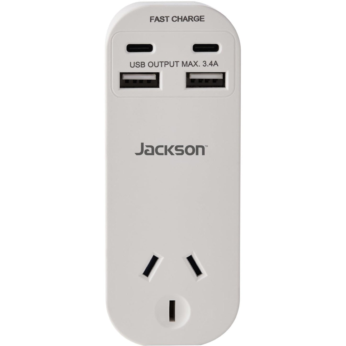Jackson Fast Charge Adaptor w/ 1 x Power Socket, 2 x USB-A, 2 x USB-C Outlets