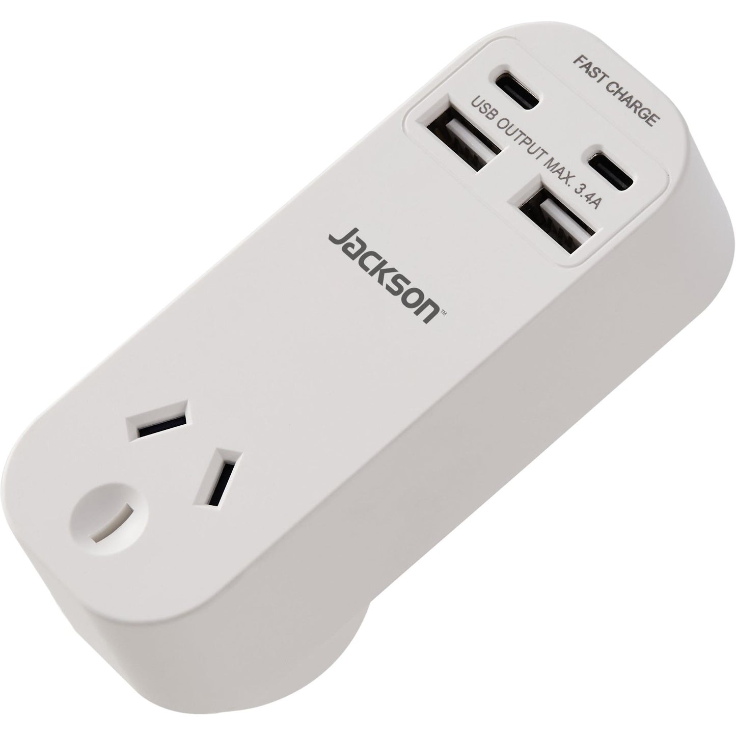 Jackson Fast Charge Adaptor w/ 1 x Power Socket, 2 x USB-A, 2 x USB-C Outlets