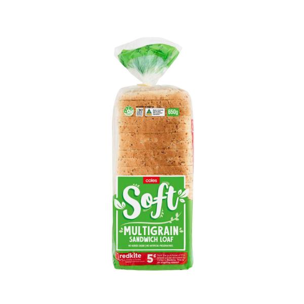 COLES SOFT MULTIGRAIN SANDWICH LOAF 650GRAM