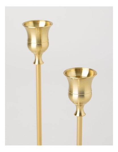 Set of 2 Candleholders in Gold: 19 and 16cm