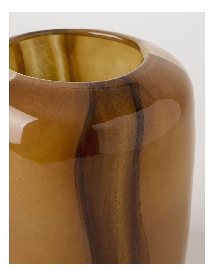 Hollis Glass Vase 19cm in Brown