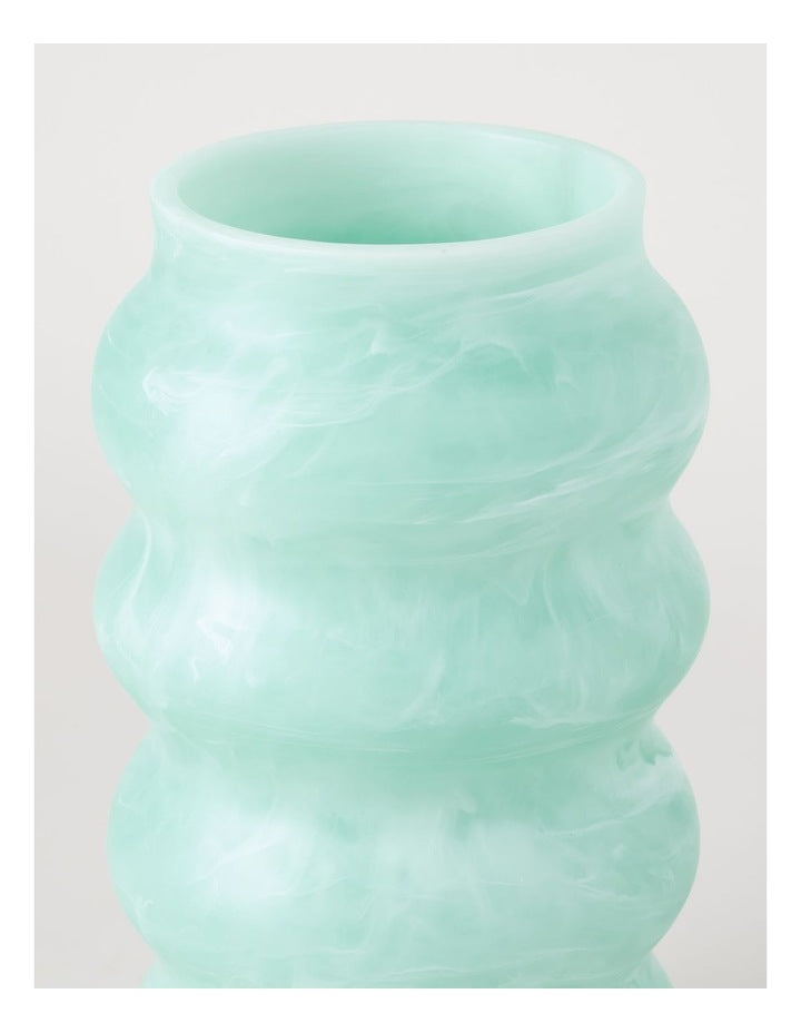 Resin Marble Vase 26cm in Mint