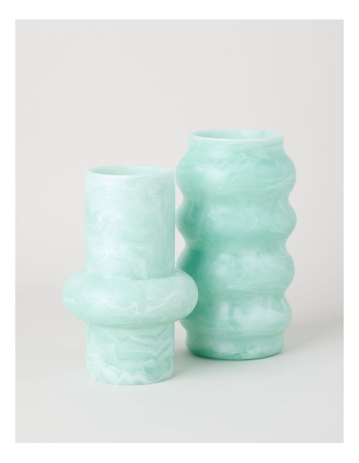 Resin Marble Vase 26cm in Mint