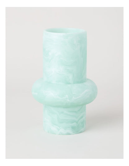 Resin Marble Vase 23cm in Mint
